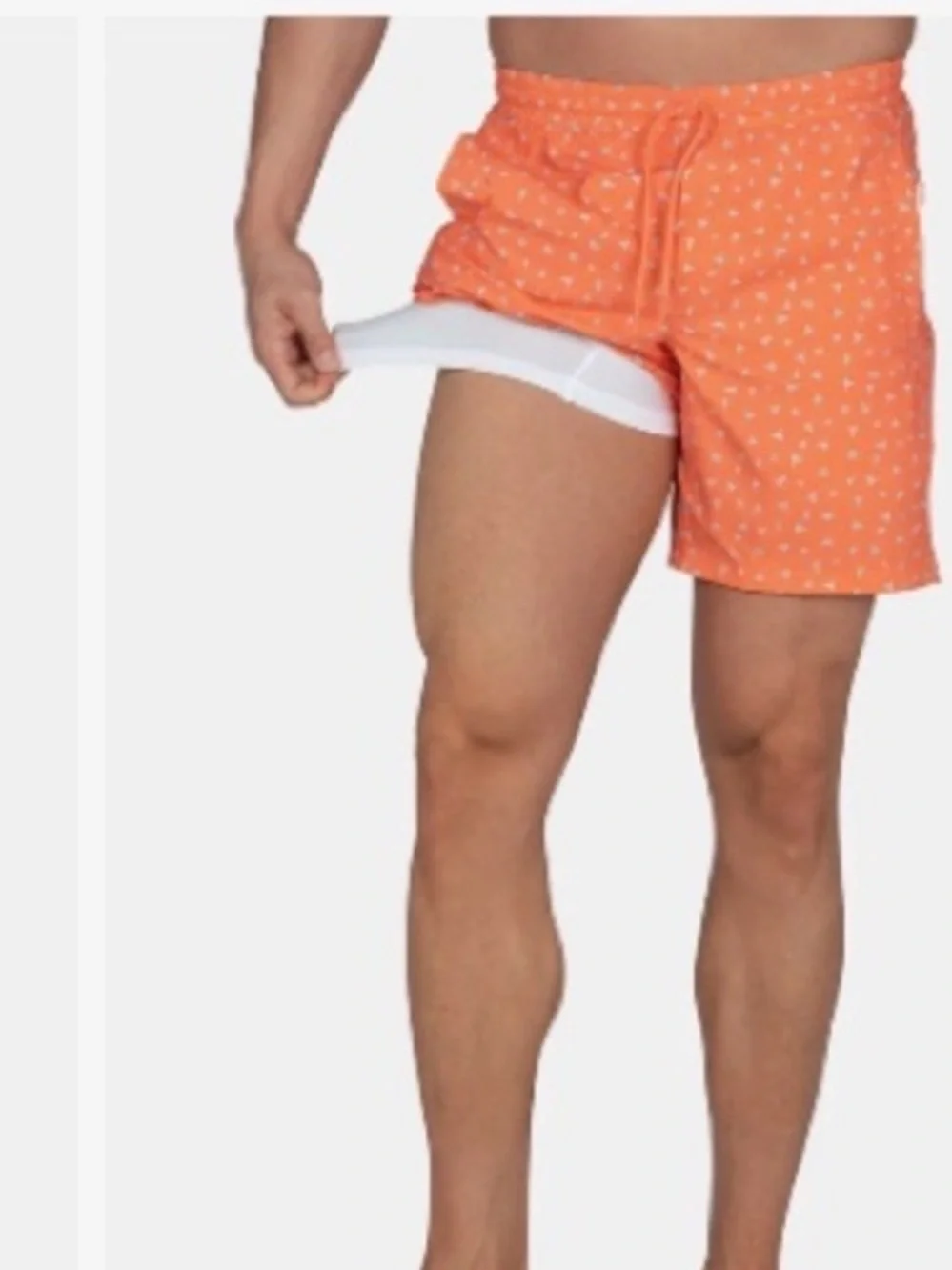 Birddogs Men’s Orange and White bird print Inner Banks Swim Trunks XL